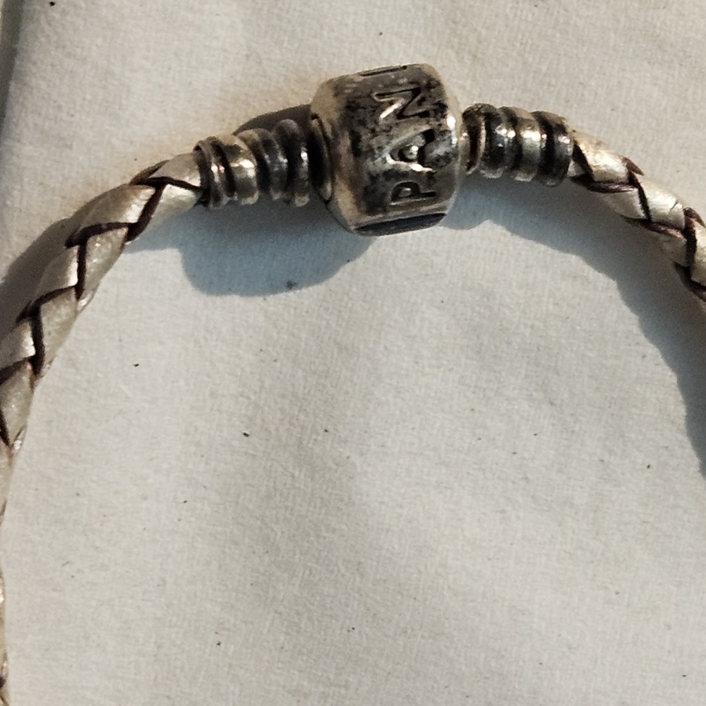 Pandora Brown Braided Bracelet Silver Clasp For Charms - Picture 2 of 2